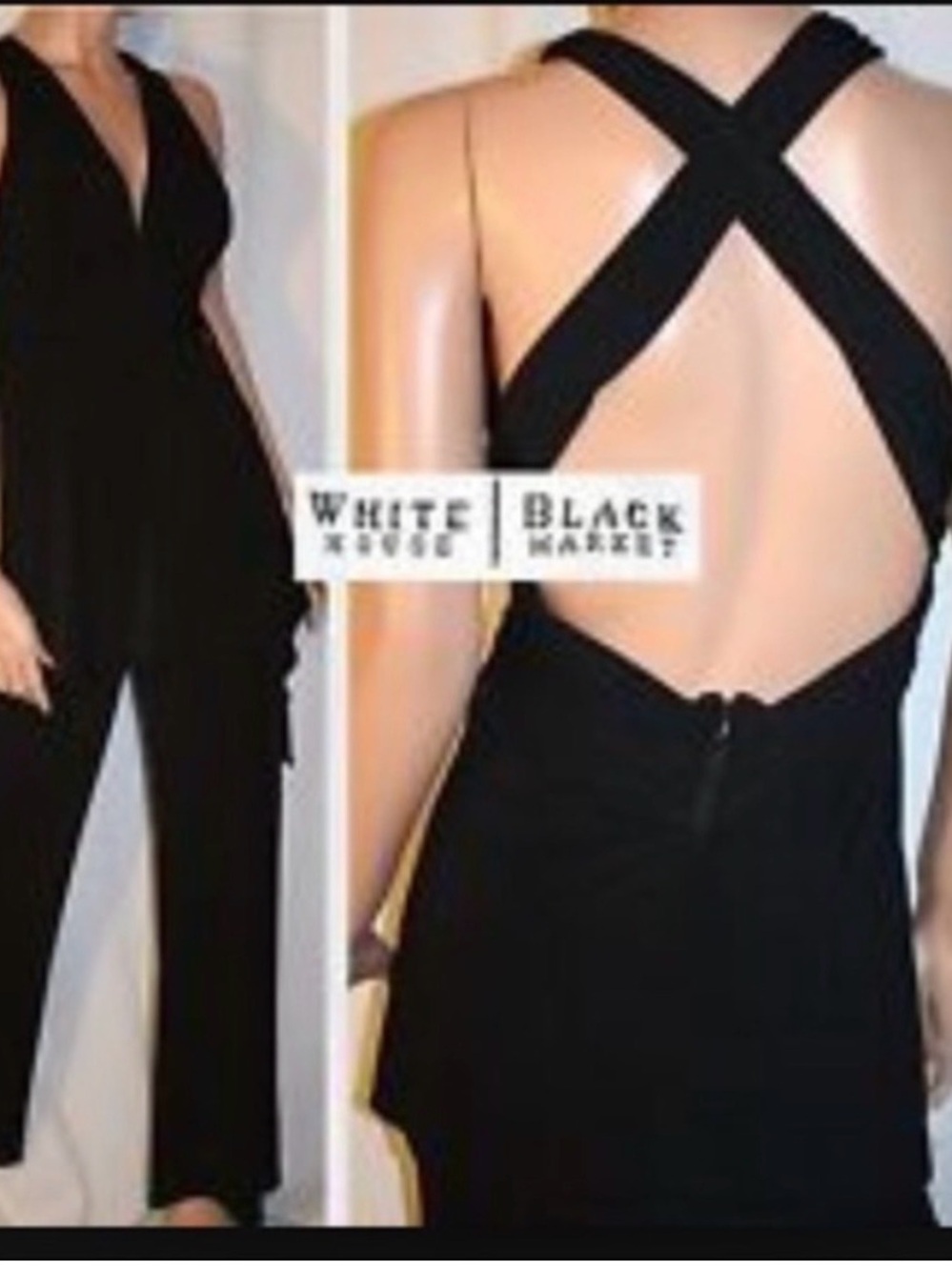 White House Black Market Black Cross-Back Jumpsuit